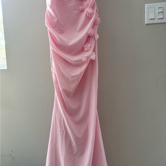 Oh Polly! Aveline Draped Floral-Appliqué Maxi Dress in Blush - Picture 4 of 12